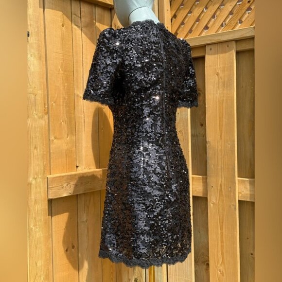 🆕 REBECCA VALLANCE 🧿 NWOT x Nicky Hilton Diana Black Bow Sequin Mini, Sz US 4 - Picture 8 of 16